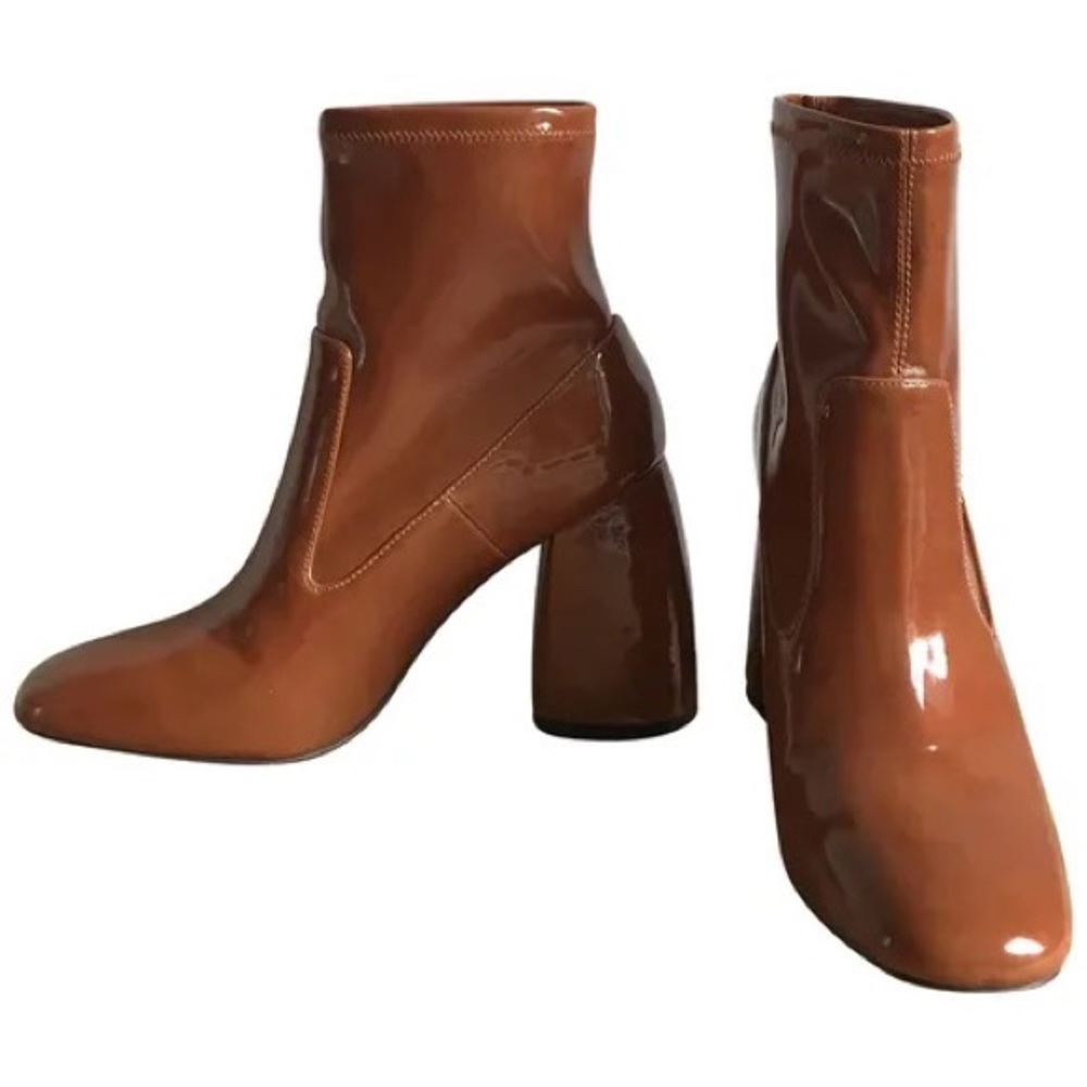 Mango Patent brown ankle Boots
